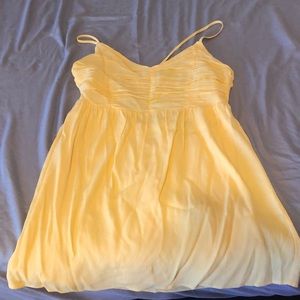 Yellow minidress with strappy corset backing and ruching, Forever 21
